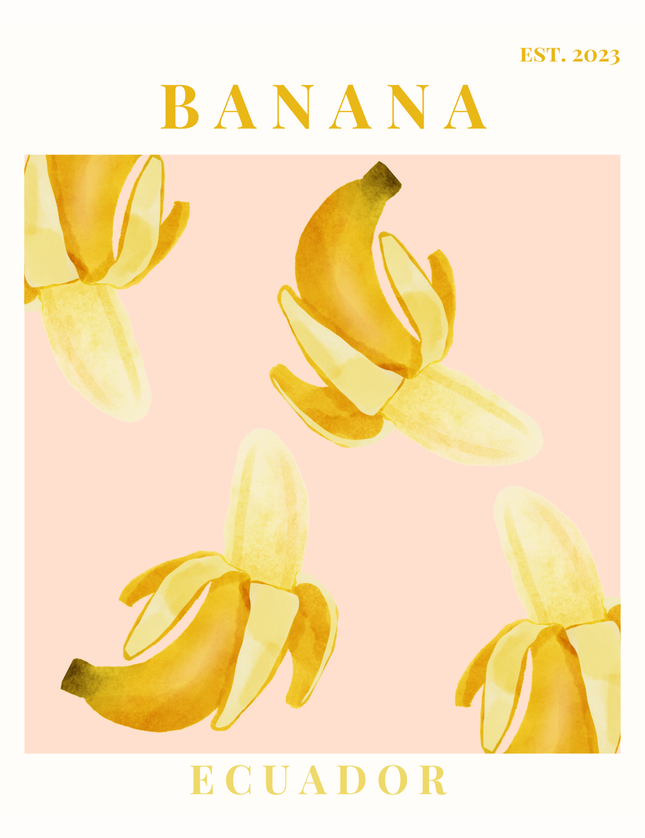 Banana Ecuador Poster - Watercolor Fruit Illustration Art Print