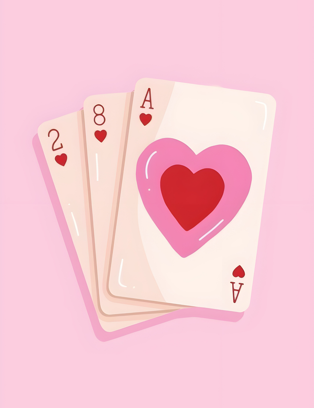 Ace of Hearts Playing Card Pink Poster