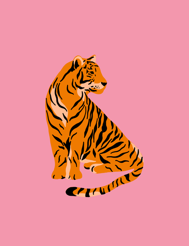 Orange tiger på rosa bakgrund konsttryck 