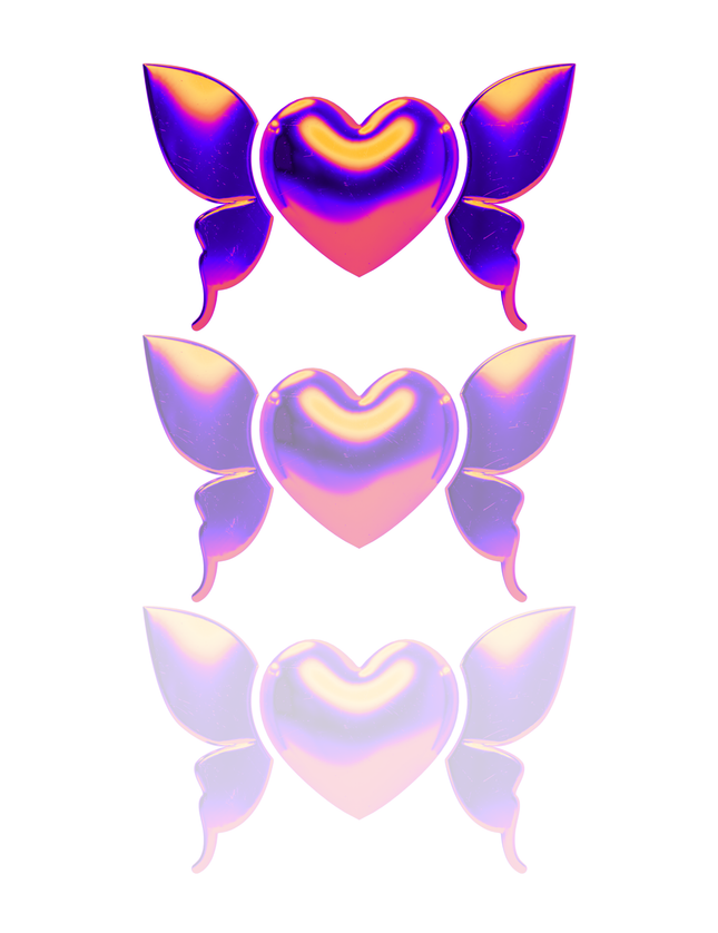 Hjärta med vingar gradientkonsttryck 