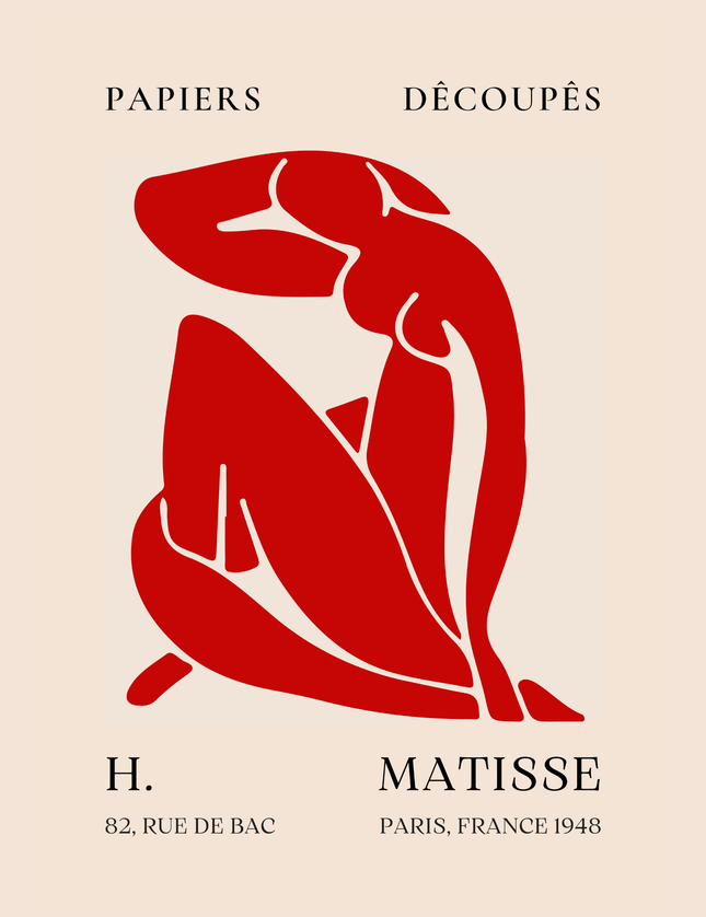 Henri Matisse Papiers Découpés Röd Figur Poster 1948 