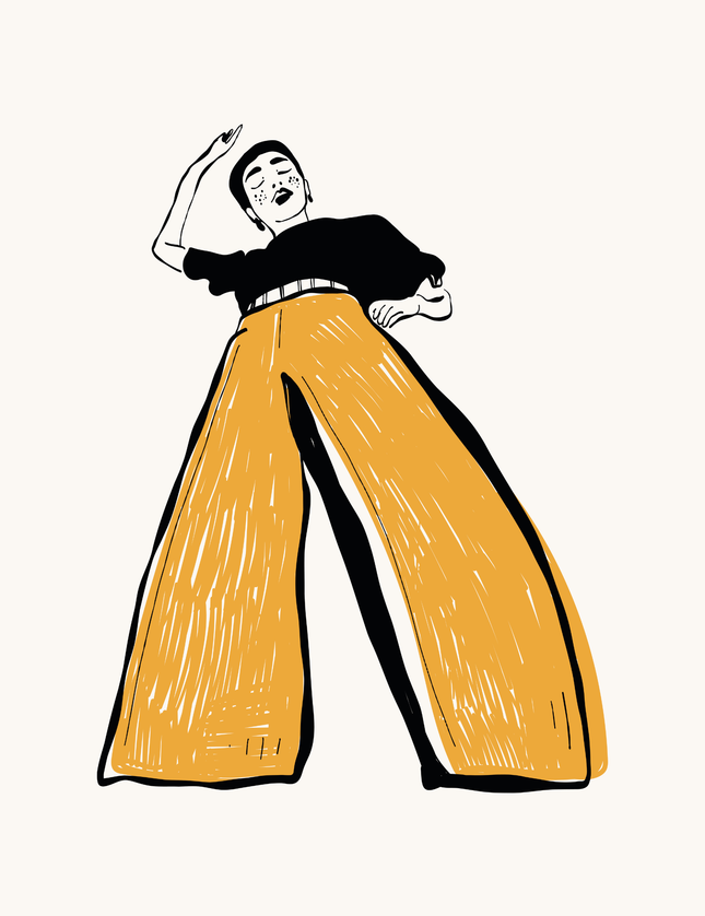 Modeillustration av byxan med vida ben Poster 