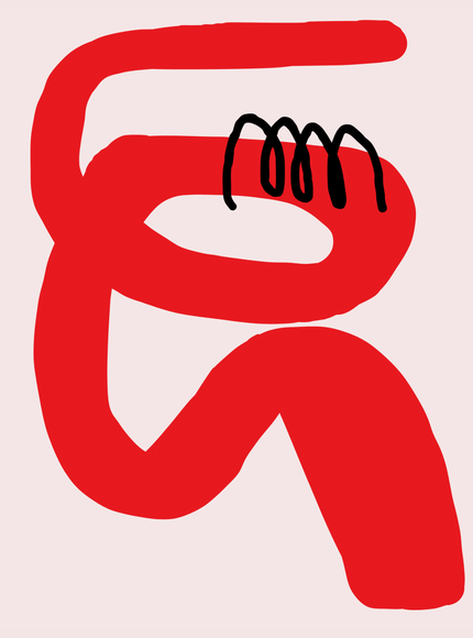 Abstract Red Figure with Black Detail Art Print - Framzio