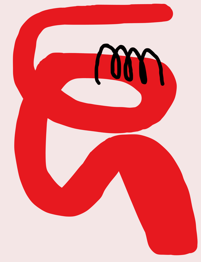 Abstract Red Figure with Black Detail Art Print - Framzio