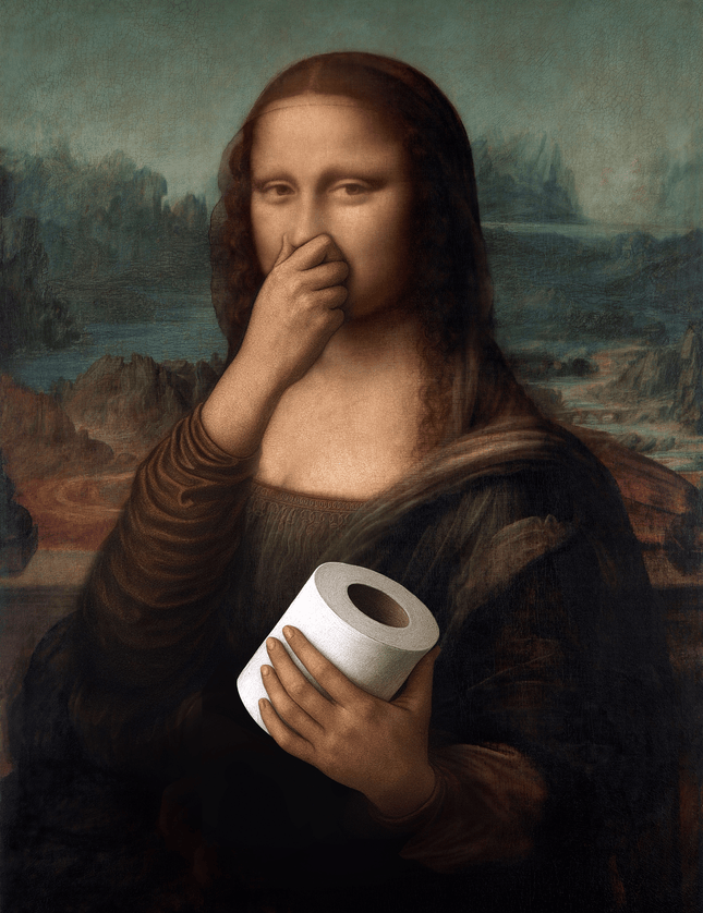 Mona Lisa Toilet Paper Art Print | Humorous Classic Parody - Framzio