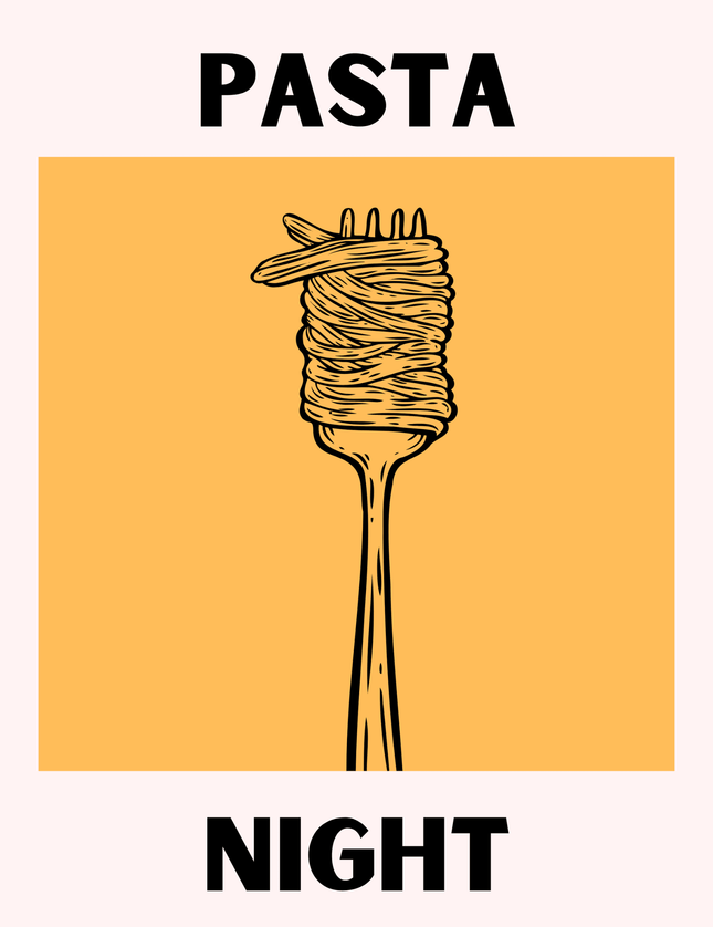 Pasta Night Kitchen Poster - Fork Illustration Print - Framzio