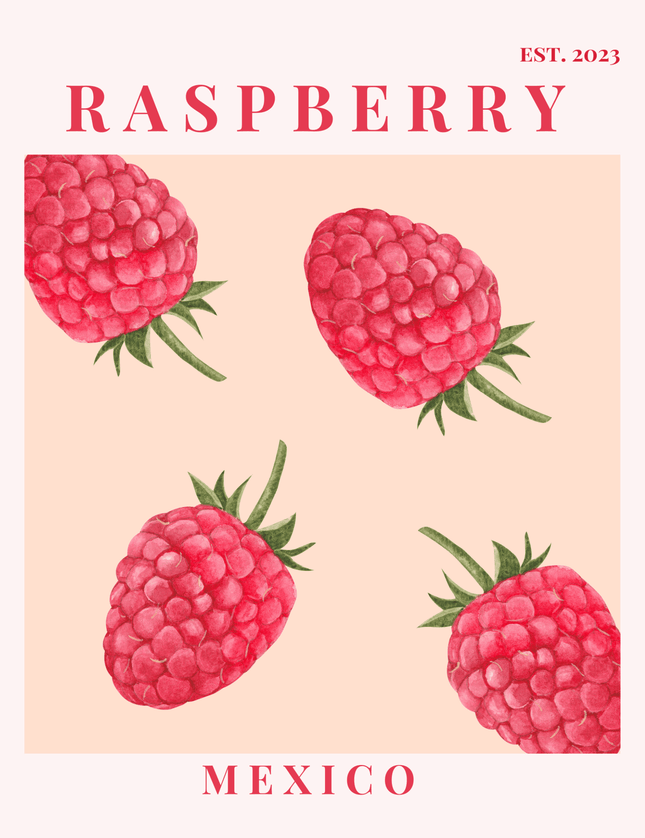 Raspberry Mexico Botanical Fruit Poster - Framzio