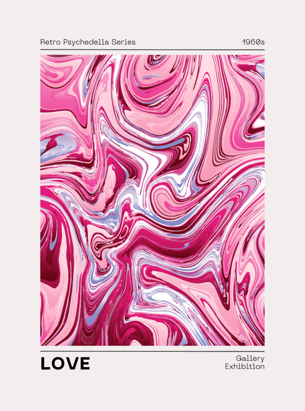 Retro Psychedelic Love Poster Pink Swirl 1960s Art Print - Framzio