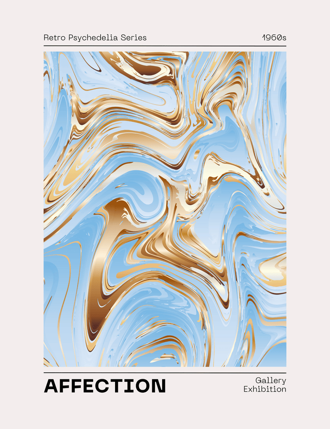 Retro Psychedelic Marble Swirl Art Print - 1960s Abstract - Framzio