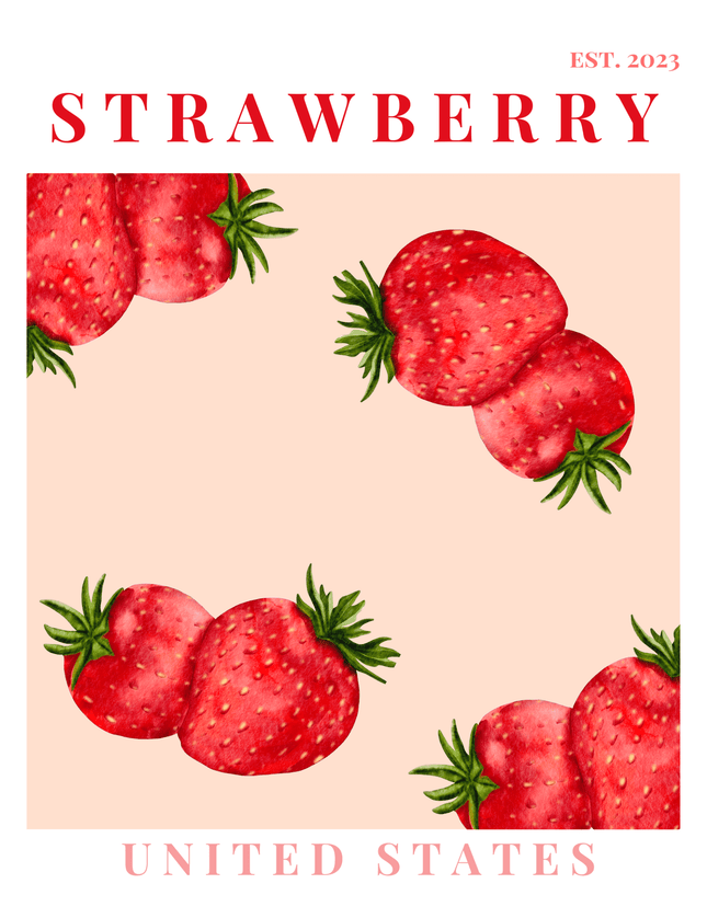Strawberry Art Print | Red Fruit Kitchen Poster - Framzio