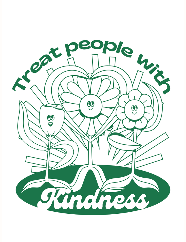 Treat People With Kindness Floral Typography Poster - Framzio