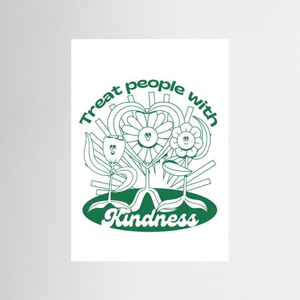 Treat People With Kindness Floral Typography Poster - Framzio
