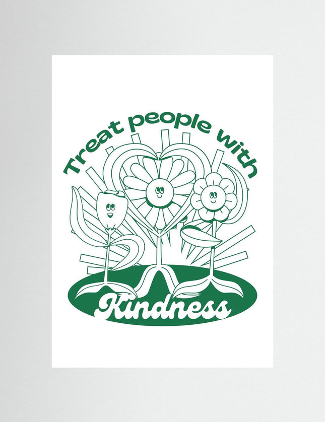Treat People With Kindness Floral Typography Poster - Framzio